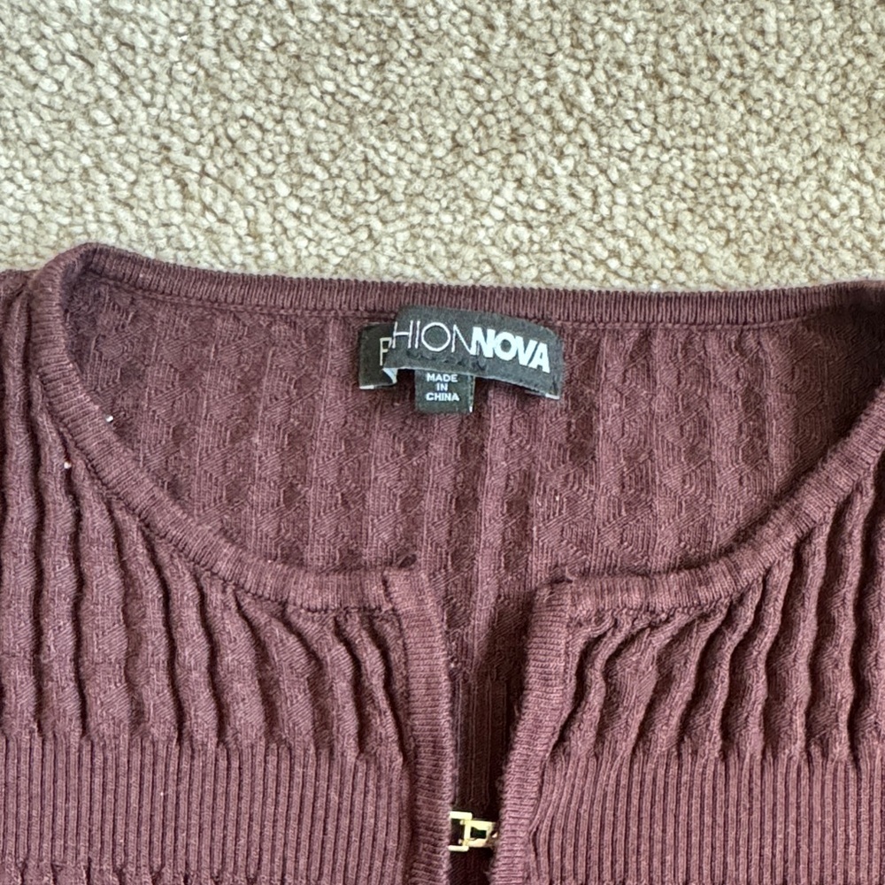 Chocolate Brown Ribbed Button-Front Cardigan - Picture 5 of 6